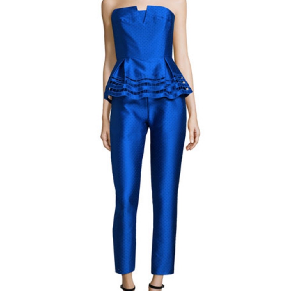 Sachin & Babi Strapless Peplum Textured Jumpsuit